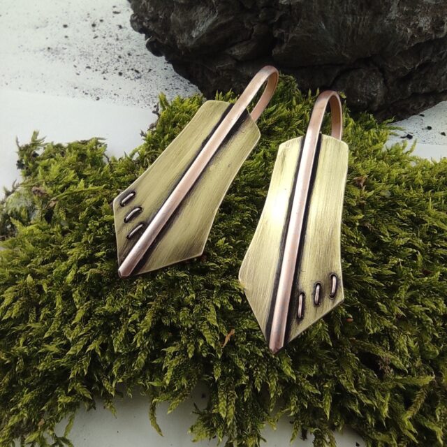 8 gauge Ear Weights Geometry Earrings Rustic Hoops Stretched Earlobes