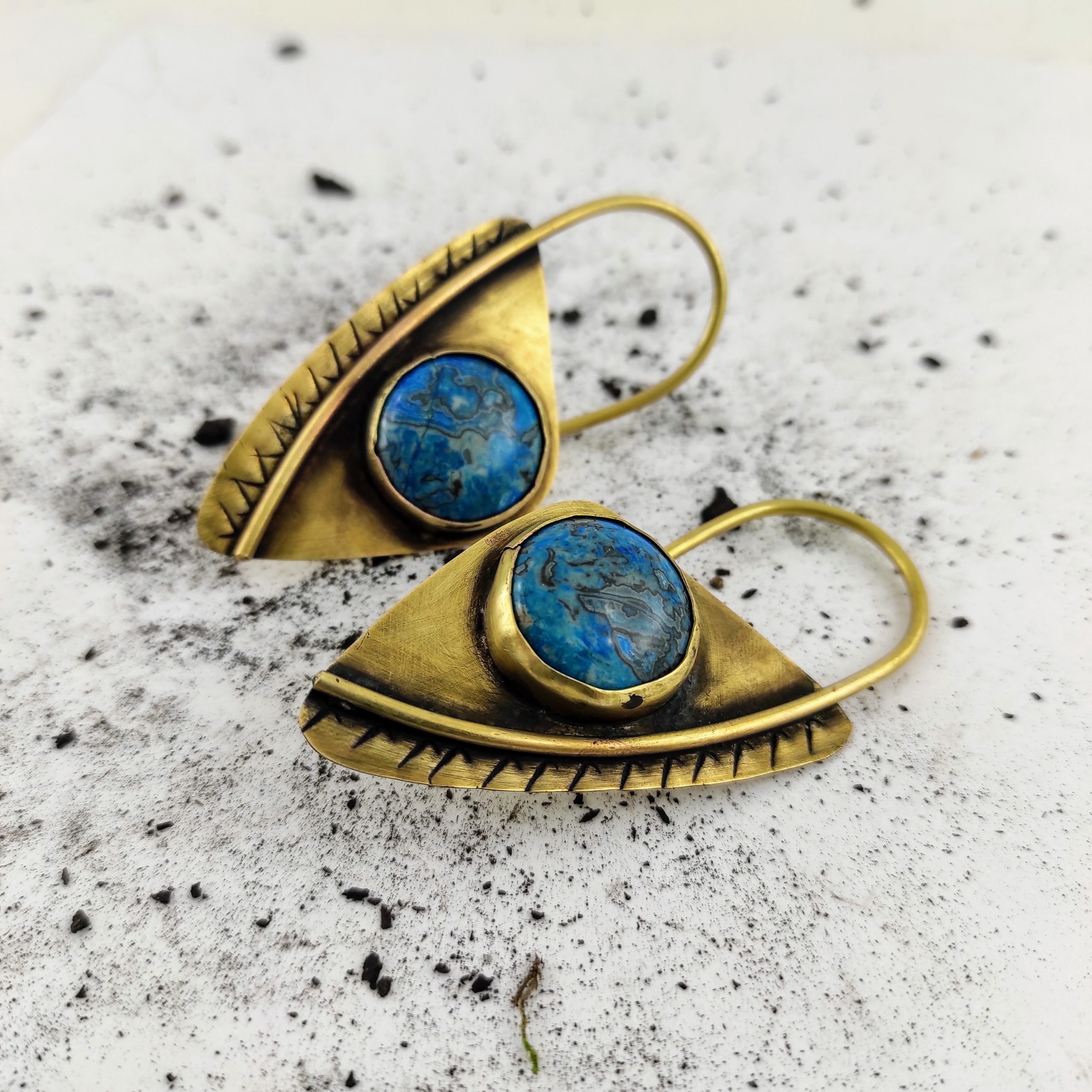 12 gauge Ear Weights / Plug Earrings / Stone Ear Weights /  2.95 inches hoop / Geometric earrings / Jasper Earrings