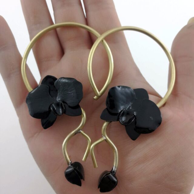 10 gauge Orchid Hoops  Statement Ear Weights