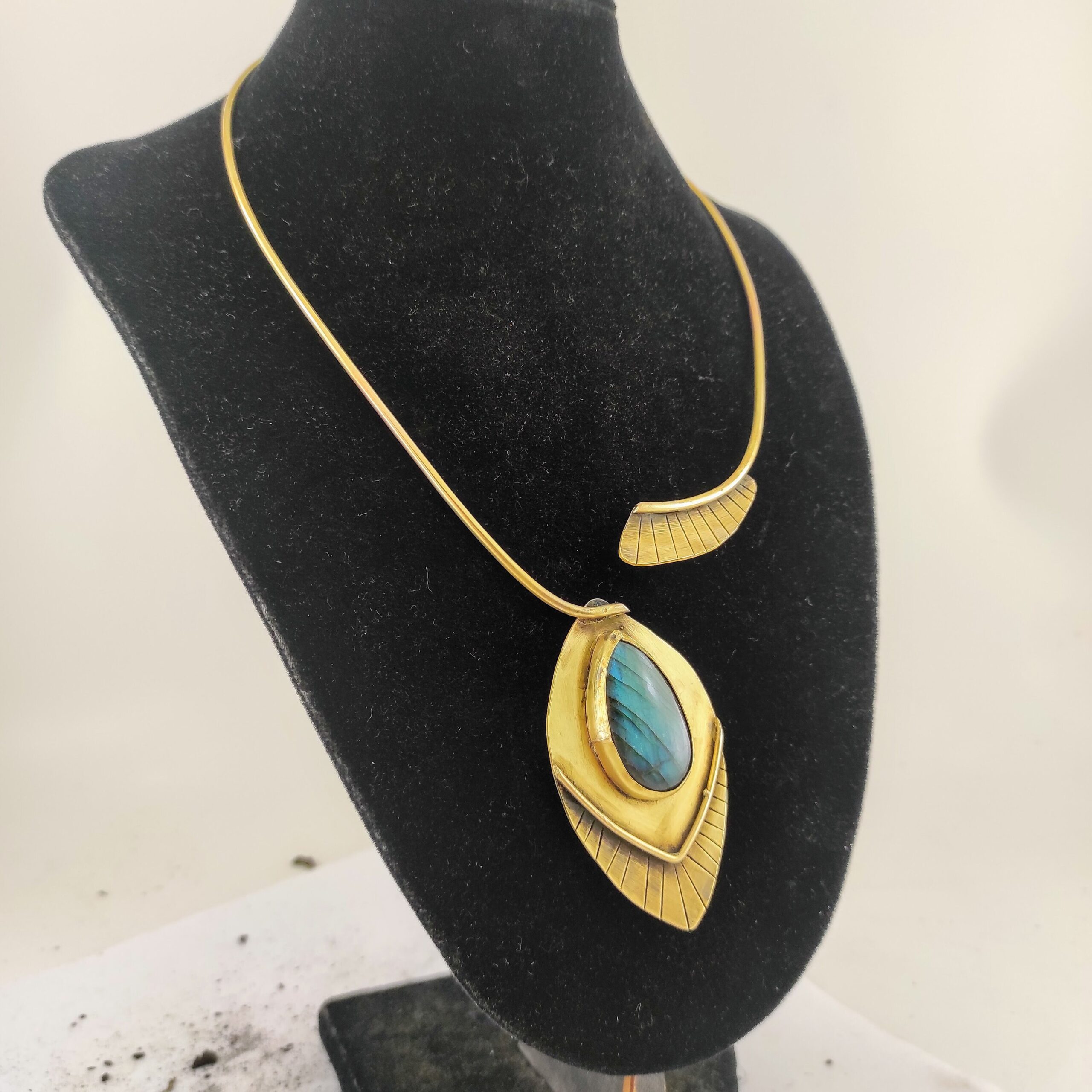 Labradorite Open Necklace Collar Necklace  Statement Necklace  Stone Necklace