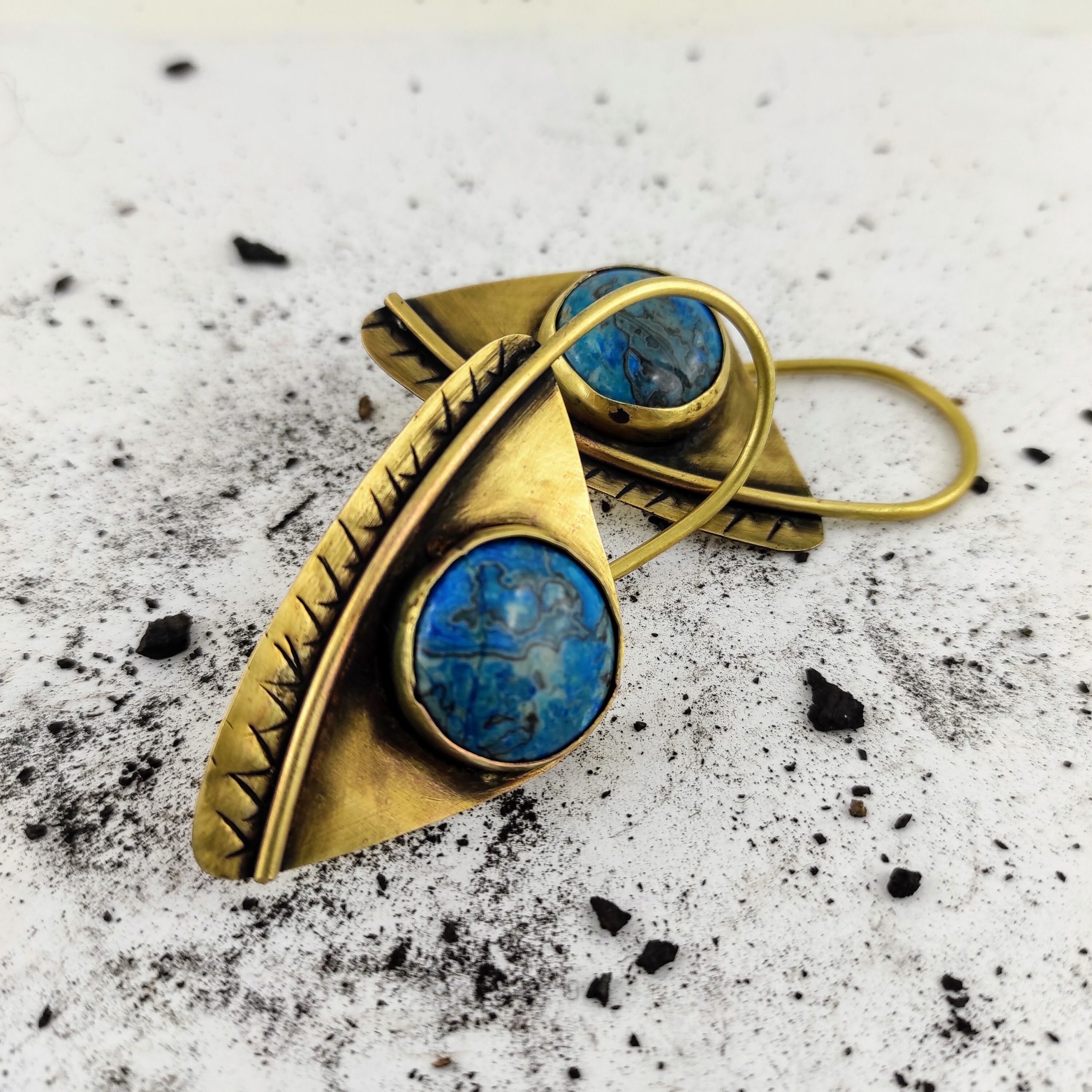 12 gauge Ear Weights / Plug Earrings / Stone Ear Weights /  2.95 inches hoop / Geometric earrings / Jasper Earrings