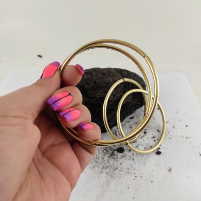 Large Brass Hoops PAIR / 2.95 inches Hoops / Ear Hangers / Ear Weights 10g , 8g or 6 gauge