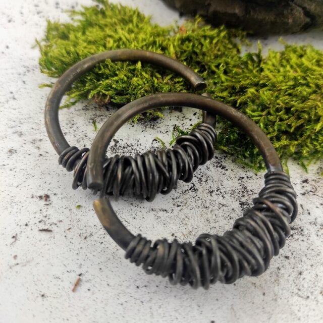 6 gauge Black Hoops / Ear Weights / Stretched Lobes / Rustic Earrings