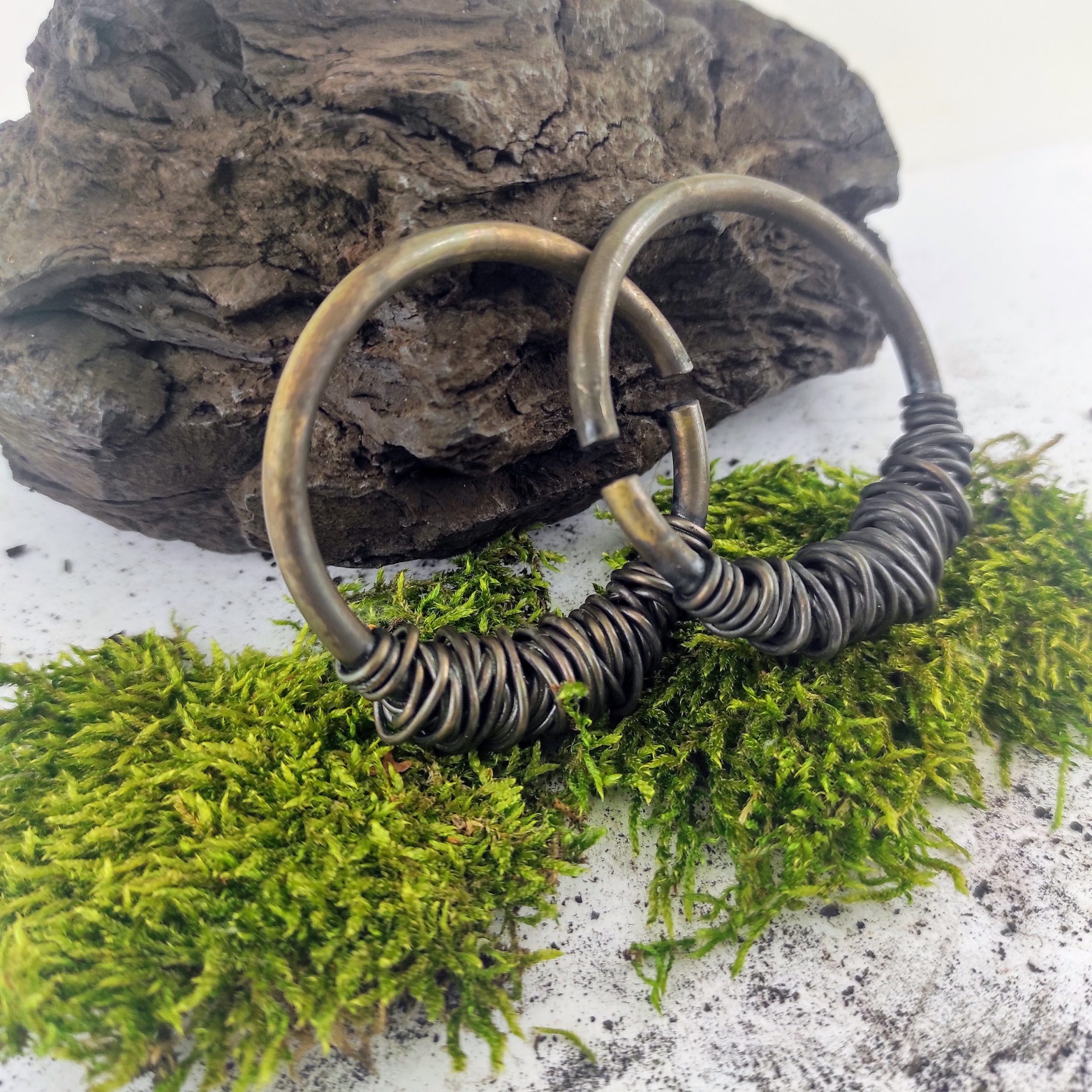 6 gauge Black Hoops / Ear Weights / Stretched Lobes / Rustic Earrings