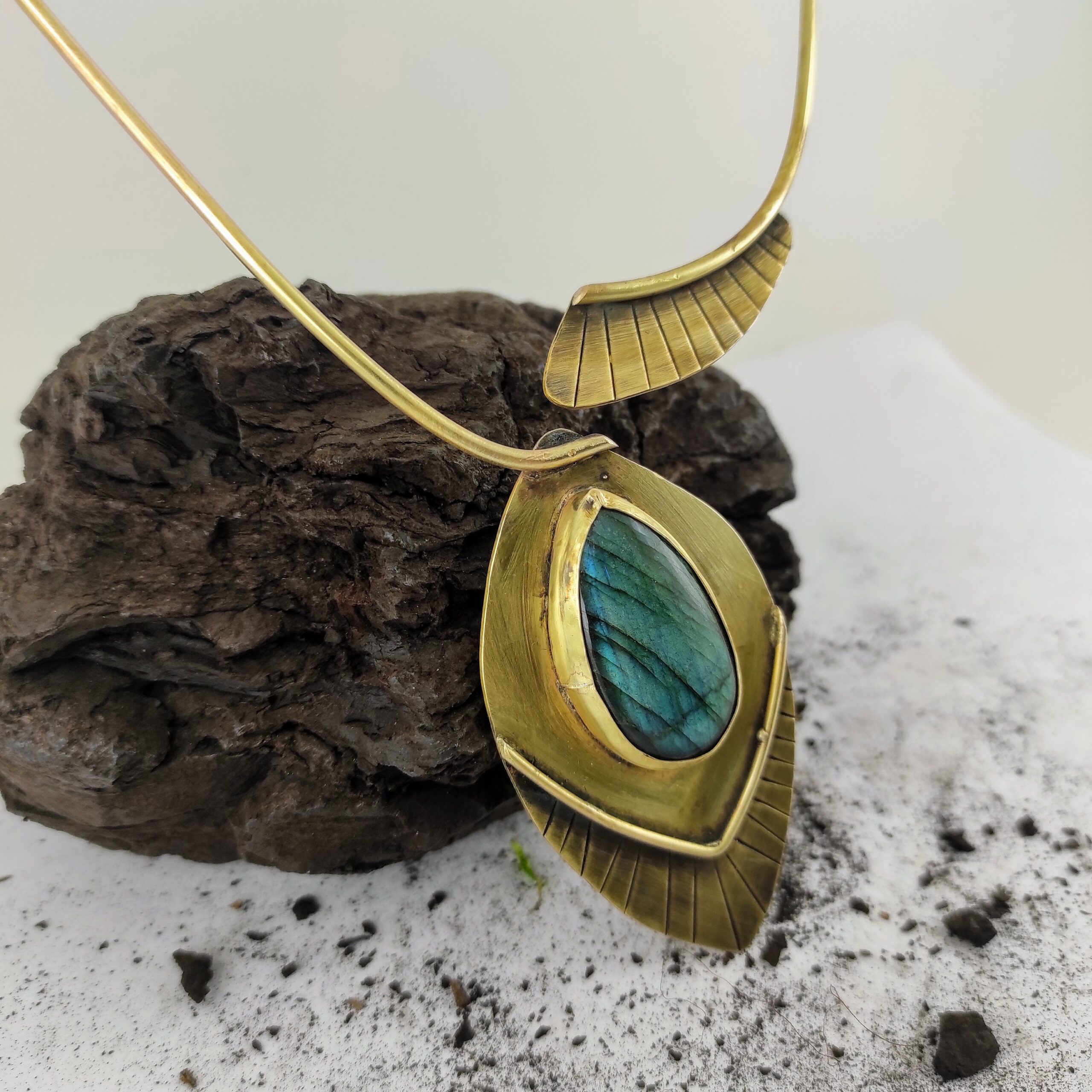 Labradorite Open Necklace Collar Necklace  Statement Necklace  Stone Necklace