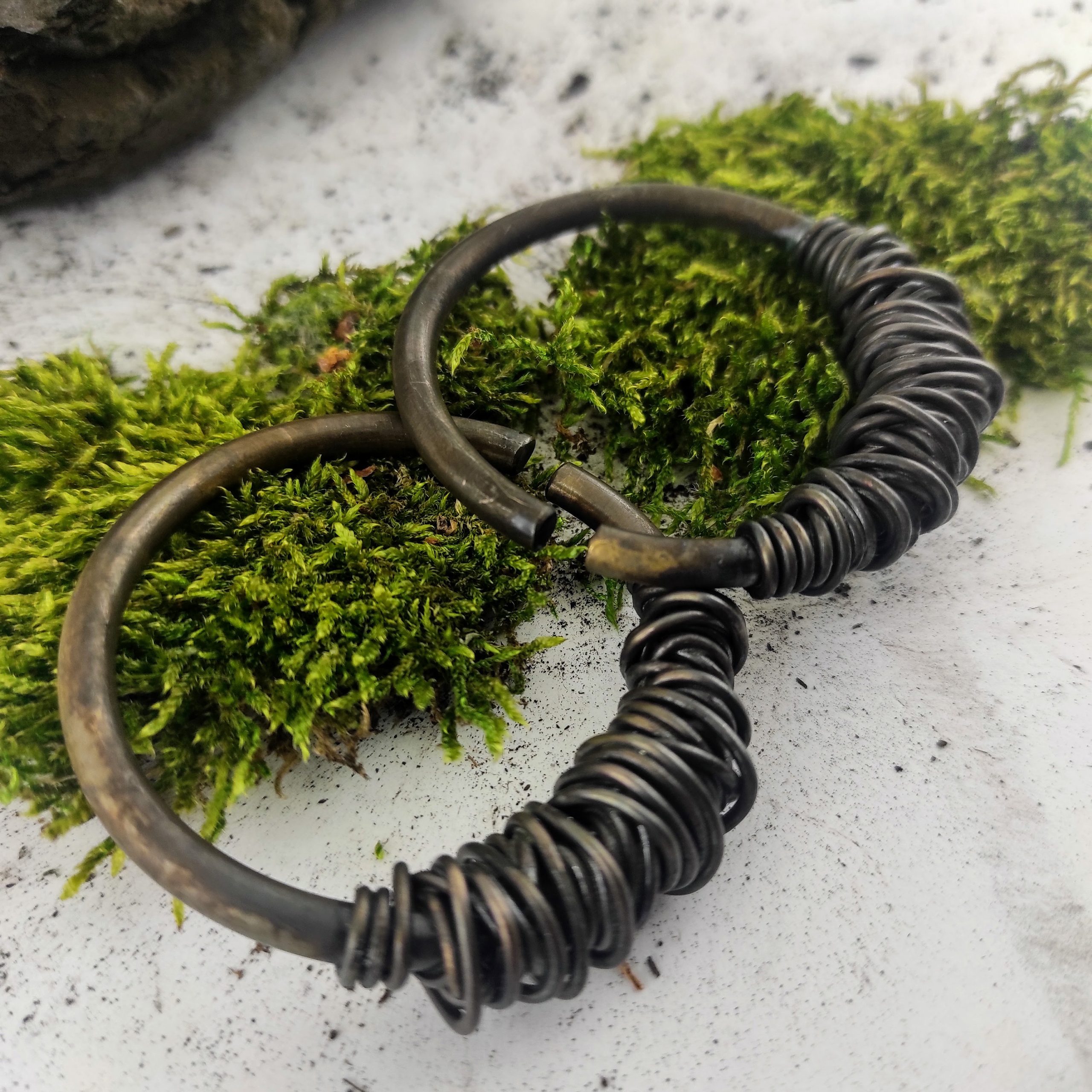 6 gauge Black Hoops / Ear Weights / Stretched Lobes / Rustic Earrings