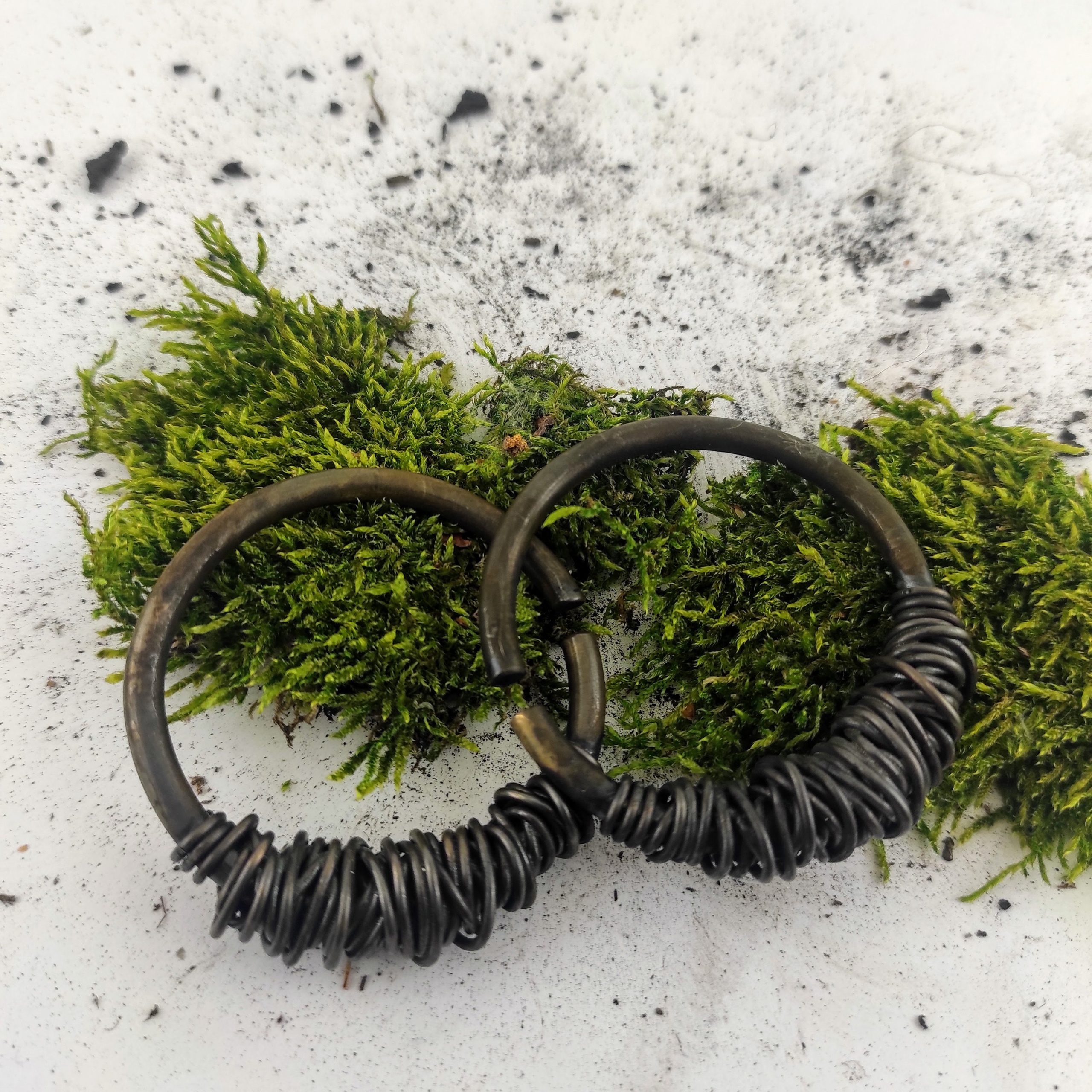 6 gauge Black Hoops / Ear Weights / Stretched Lobes / Rustic Earrings