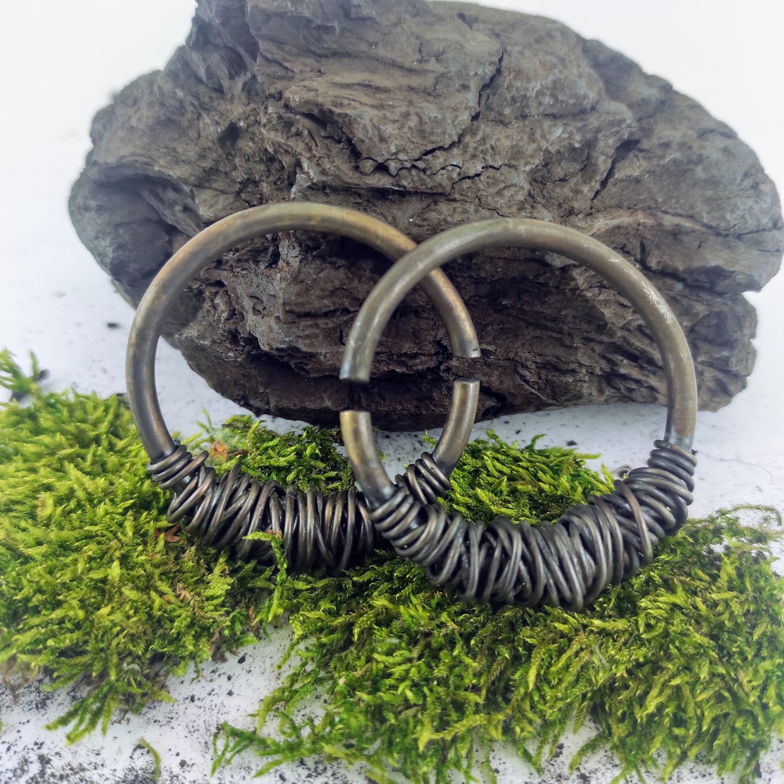 6 gauge Black Hoops / Ear Weights / Stretched Lobes / Rustic Earrings