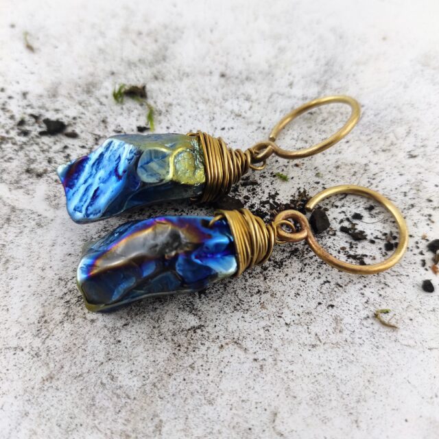 10 gauge Ear Weights Blue Quartz Tunnel Hangers