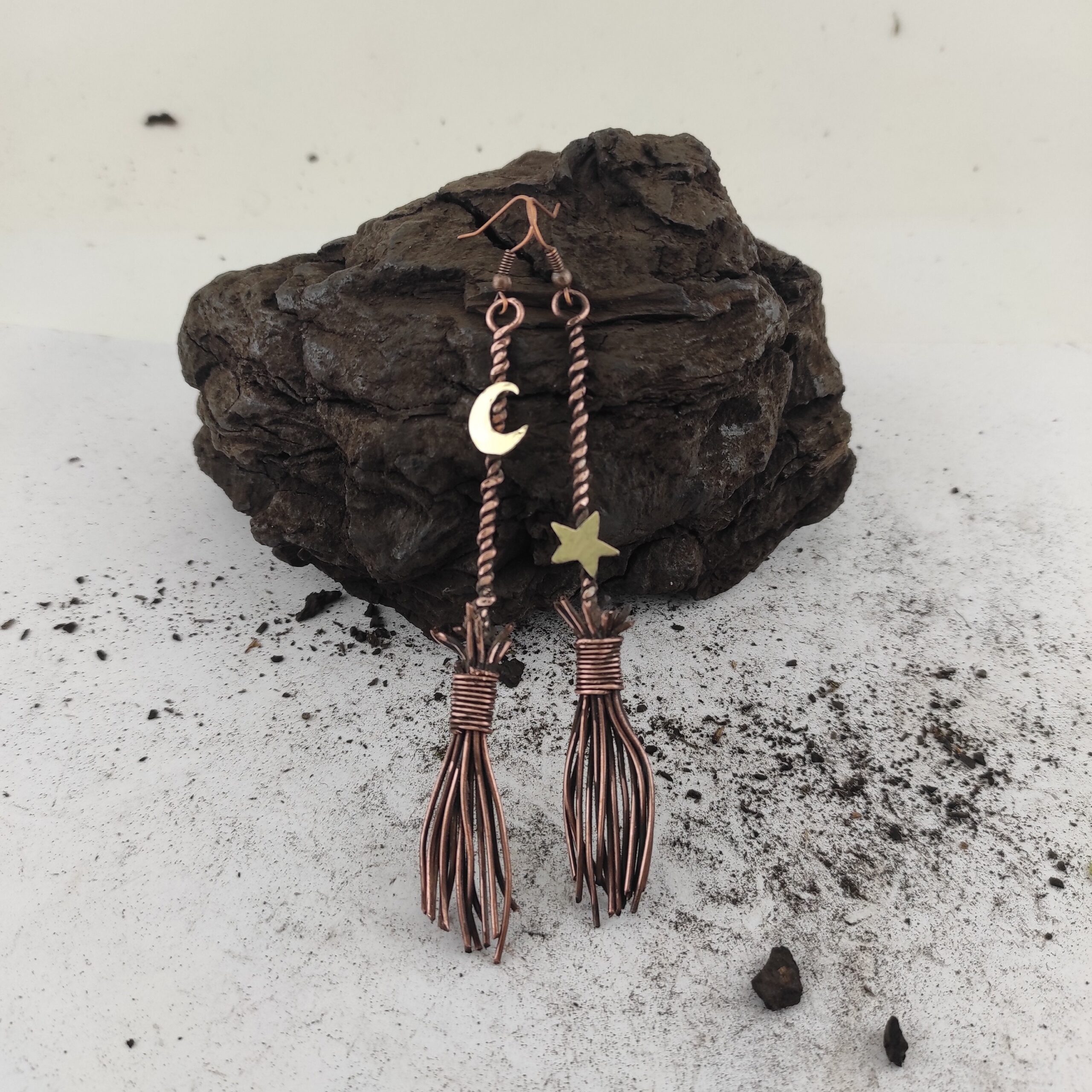 Witch Broomstick Earrings Halloween Earrings Celestial Earrings