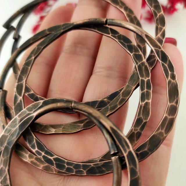 Tunnel Earrings 10g Pair Hammered  Rustic Ear Weights Black Hoops