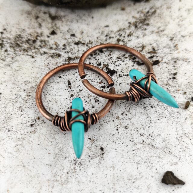 10g Ear Weights Turquoise  Stone Tunnel Earrings