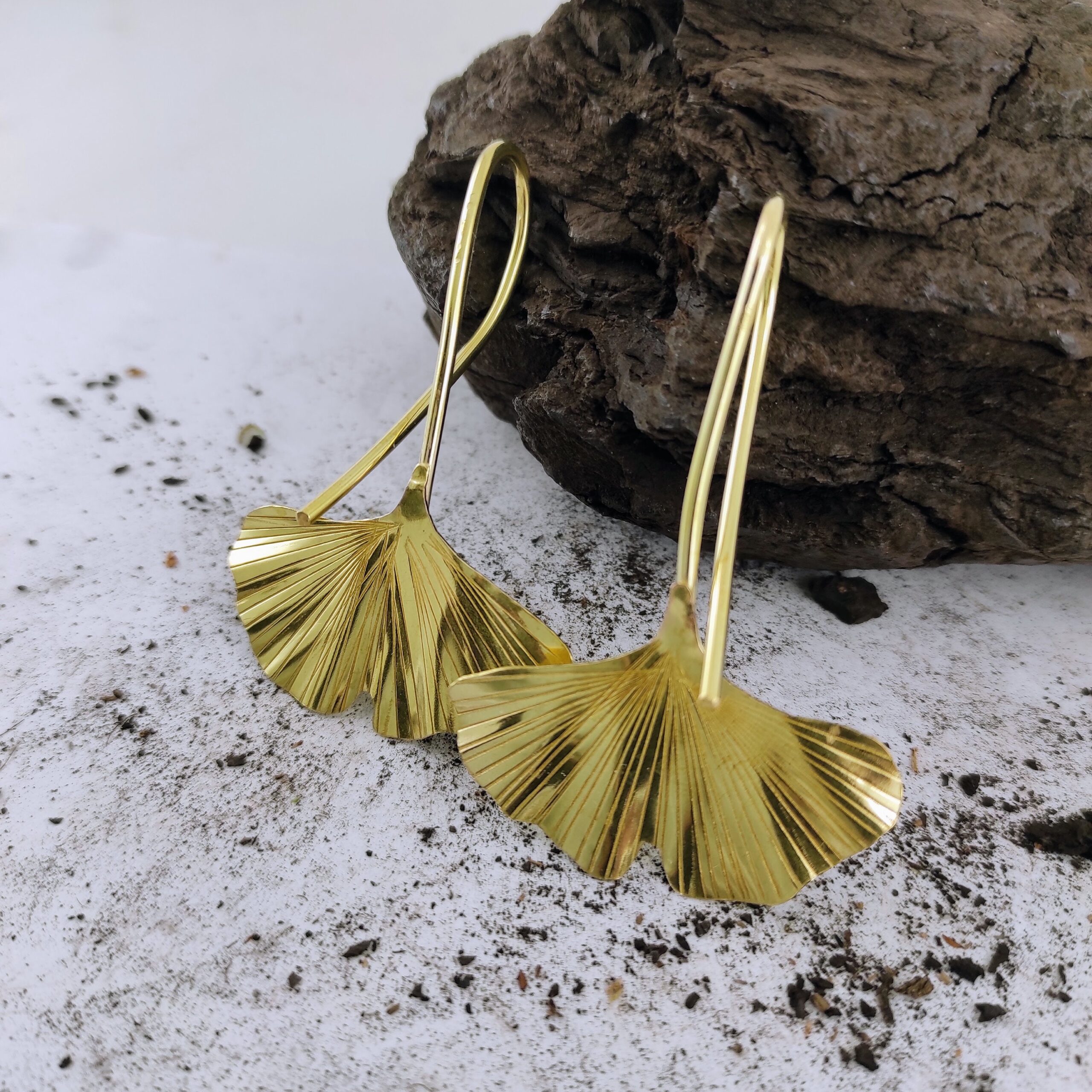 Ginkgo Earrings  Ear Weights   Dangle Earrings  Brass Earrings  12 gauge earrings