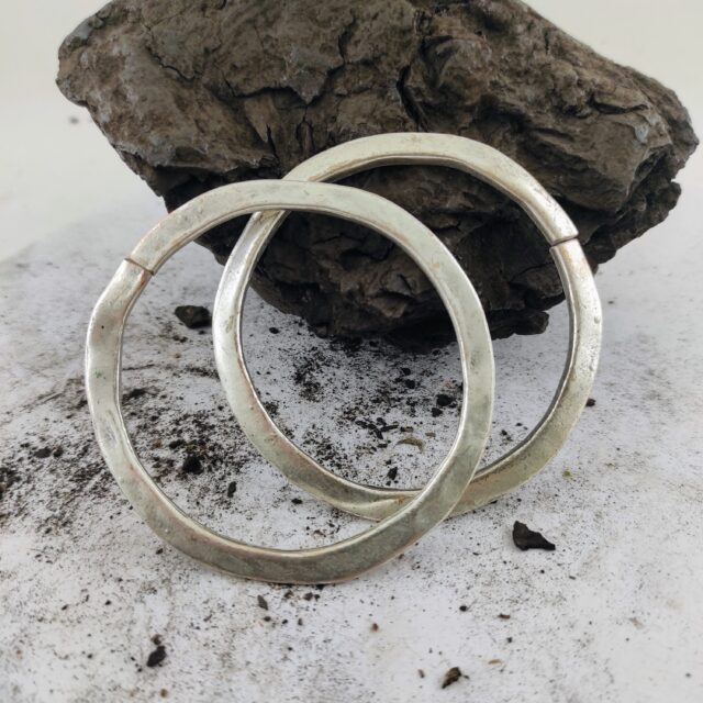 00 gauge Hoops Pair Hammered Ear Weights Big Hoop Earrings Gauged Ears Stretched Lobes