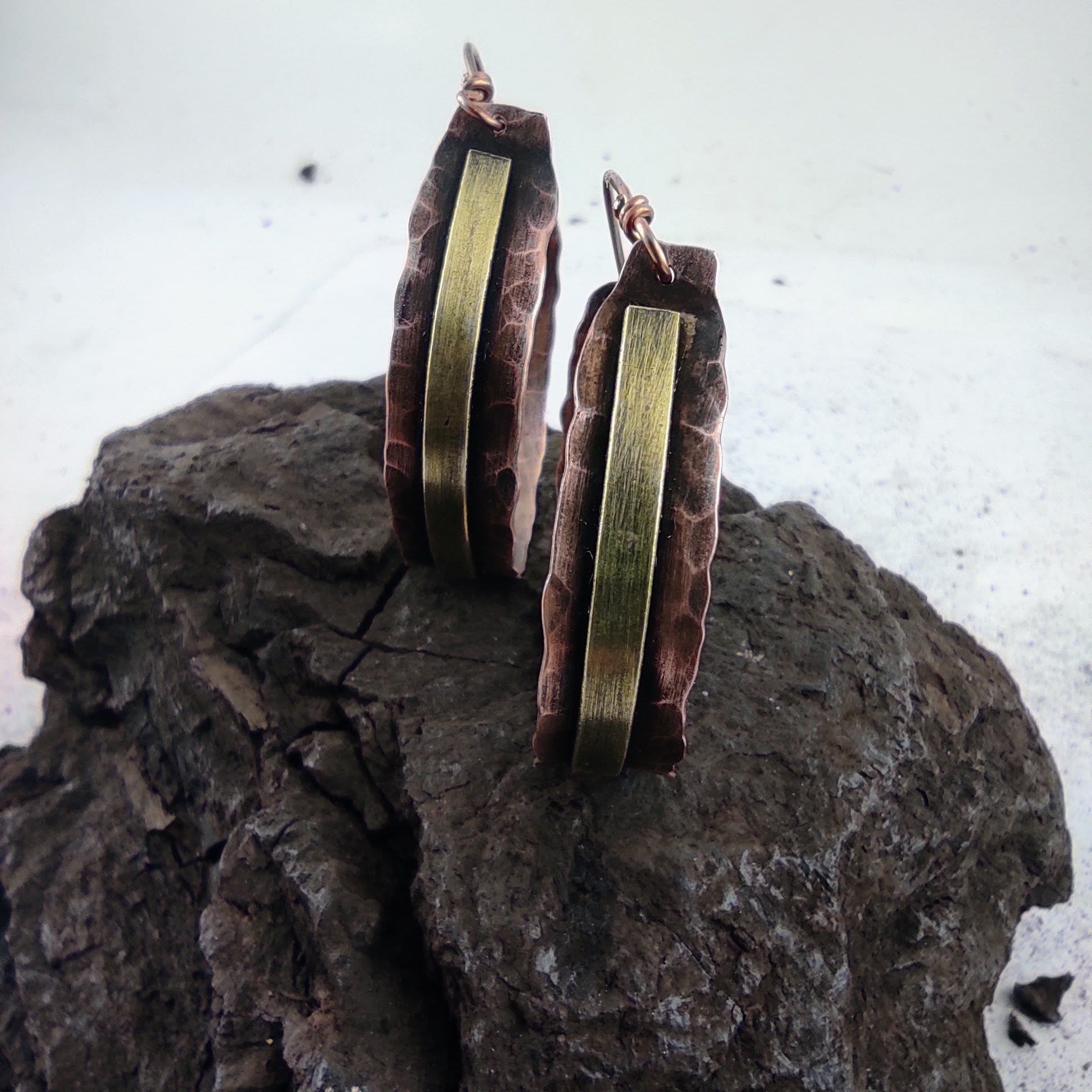 Copper hoop earrings , Hammered Hoops Copper Earrings Rustic Hoop Earrings Bohemian Earrings Antique Hoops