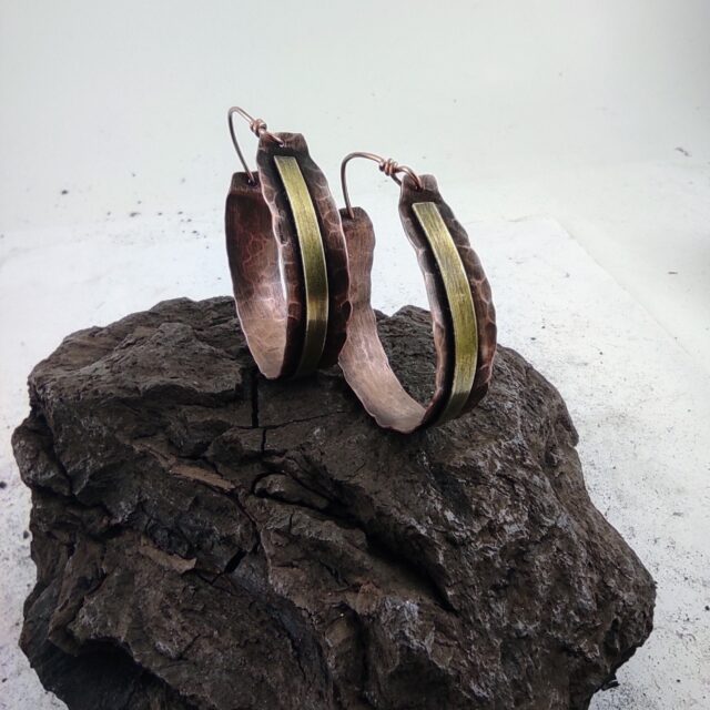 Copper hoop earrings , Hammered Hoops Copper Earrings Rustic Hoop Earrings Bohemian Earrings Antique Hoops