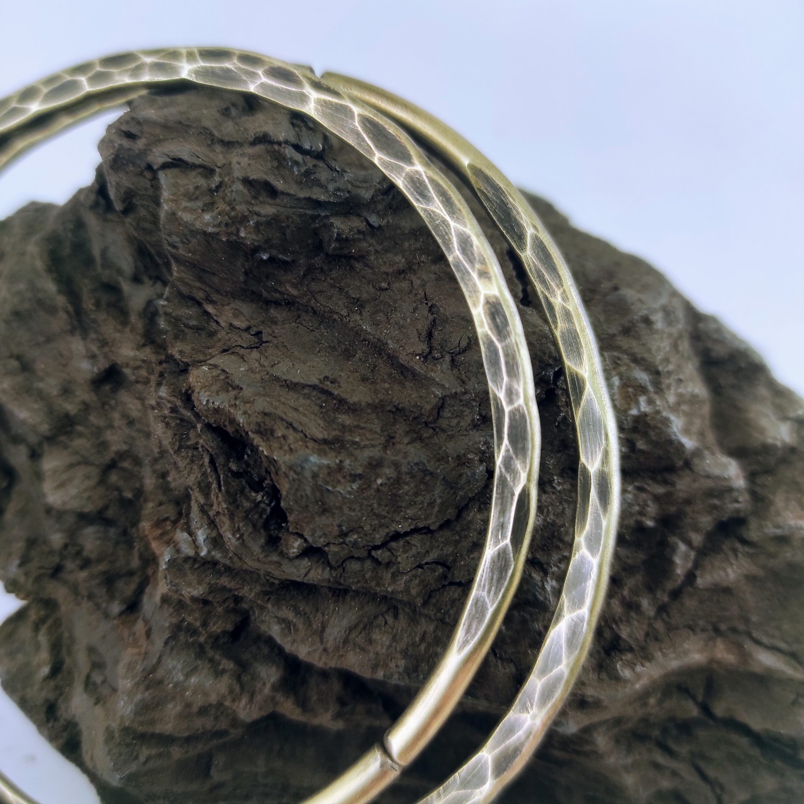 Hoop earrings / 3 inches Hammered Hoops / 8 gauge Rustic Hoops  /  Stretched Ears / Ear Weights / Brass Hoops / Big hoops