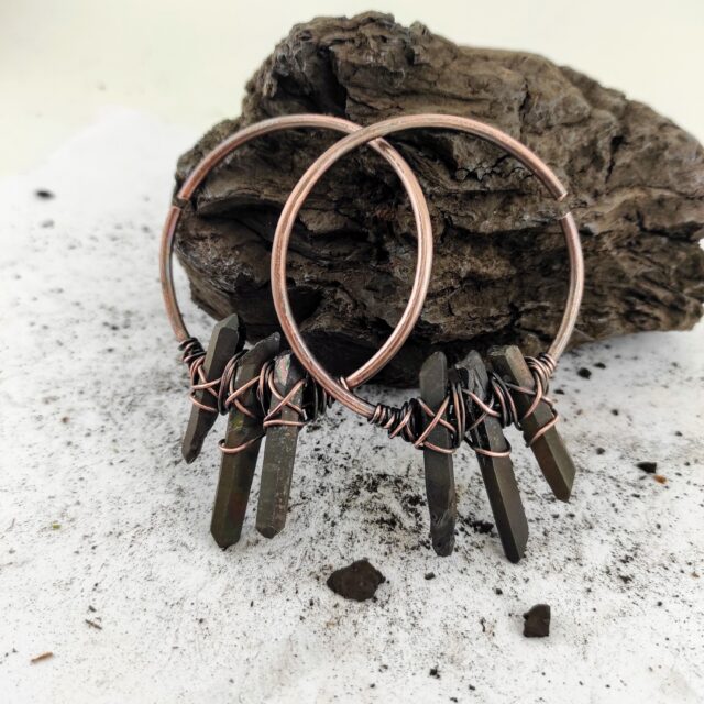 Large Hoop Earrings / 10 gauge Ear Weights / Rustic Ear Weights / Tunnel Hangers / Stretched lobes / Big Weight Earrings