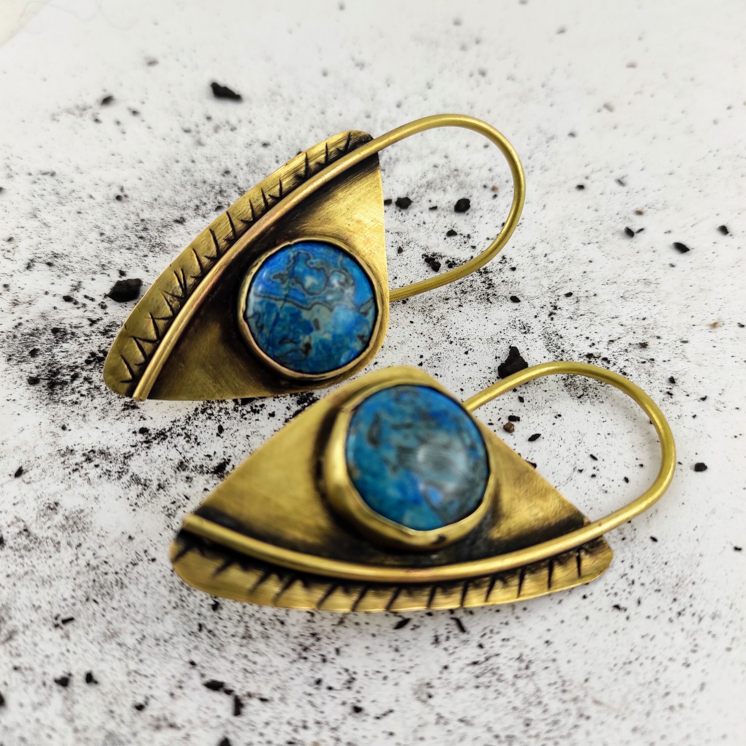 12 gauge Ear Weights / Plug Earrings / Stone Ear Weights /  2.95 inches hoop / Geometric earrings / Jasper Earrings