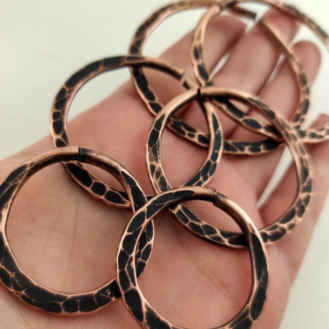 Set of 3 Pair Hammered Hoops  8 gauge Copper Ear Weights