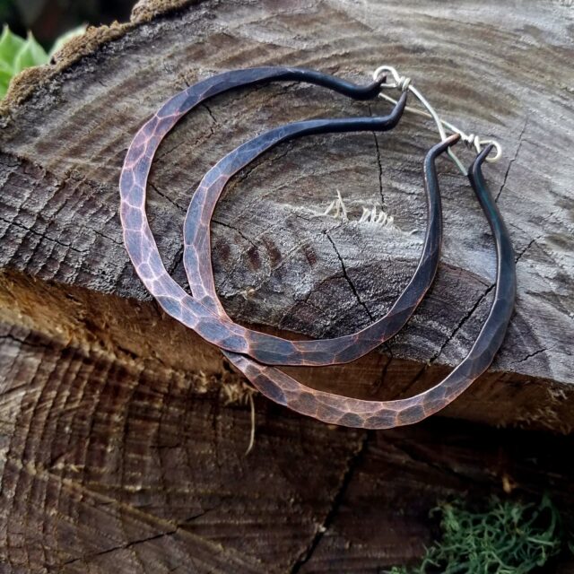 Hammered Hoop Earrings Ombre Hammered Hoops  Copper  hoops – Streatched Ear
