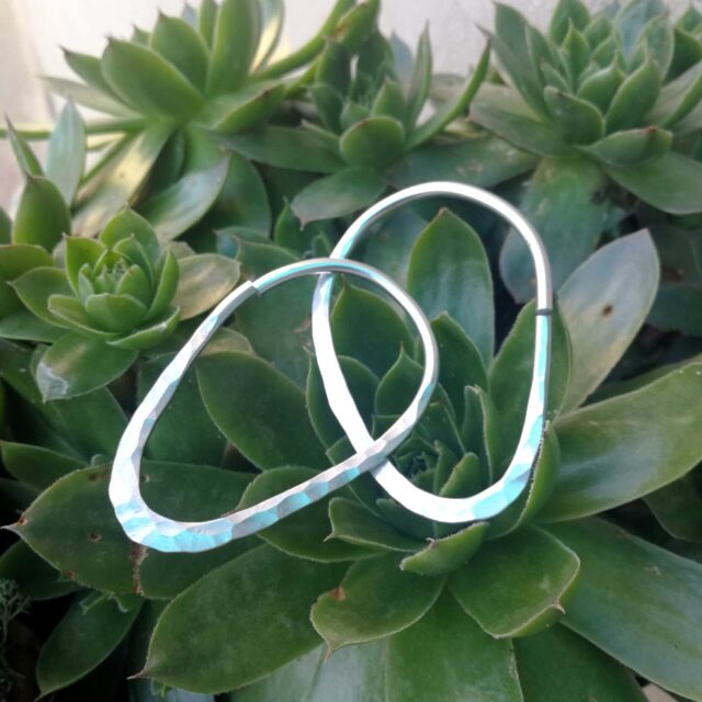8 gauge  Teardrop Hammered Hoops   Stretched Ear