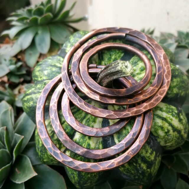 Copper Hoop Earrings 8 gauge Hammered Hoops Rustic Hoops Stretched Ears