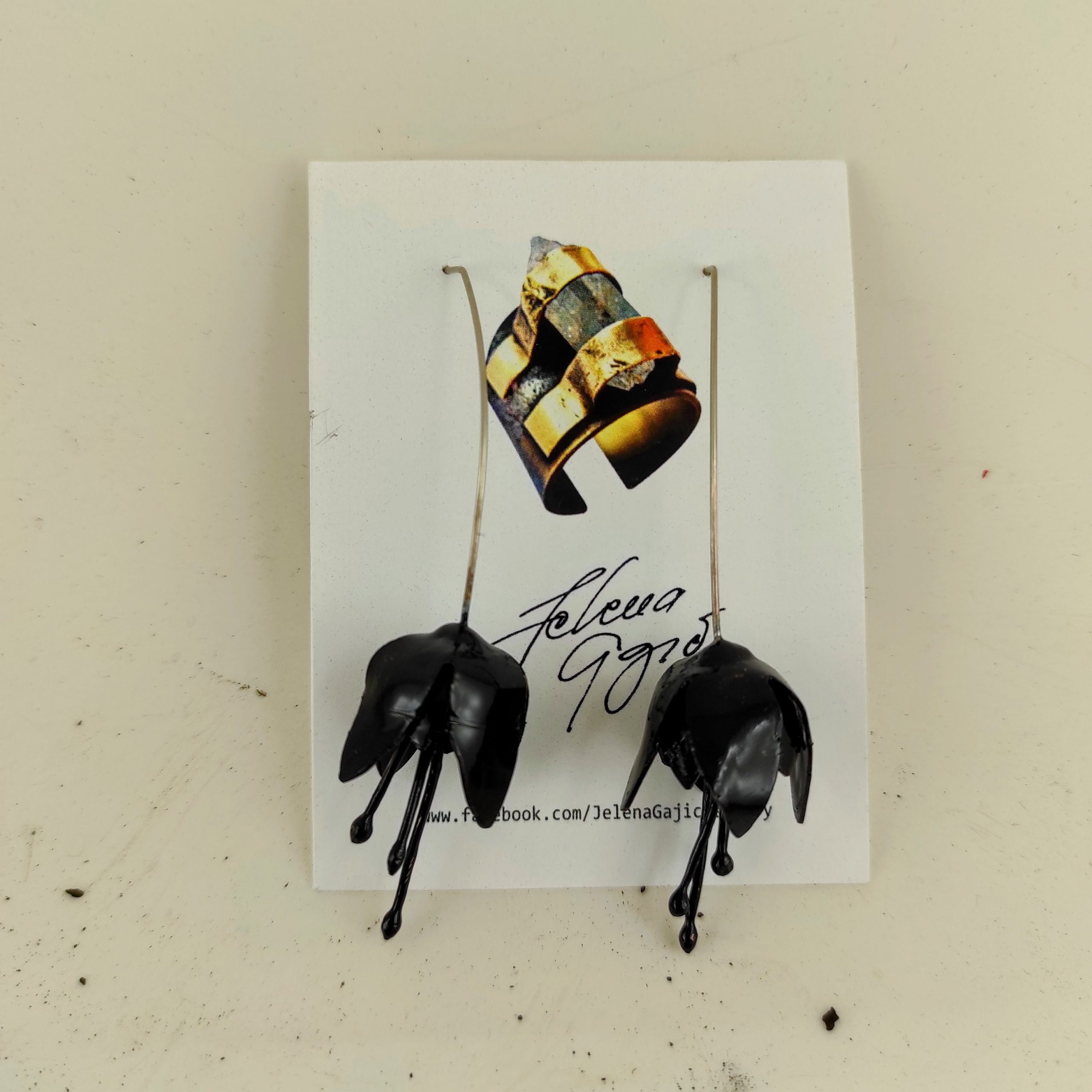 Black Flower Earrings Delicate Earrings