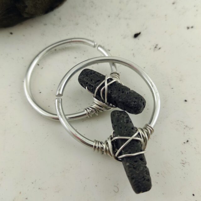 10g Stone Tunnel Earrings / Ear Weights /Tunnel Hangers / Stretched Lobes / Lava stone Earrings